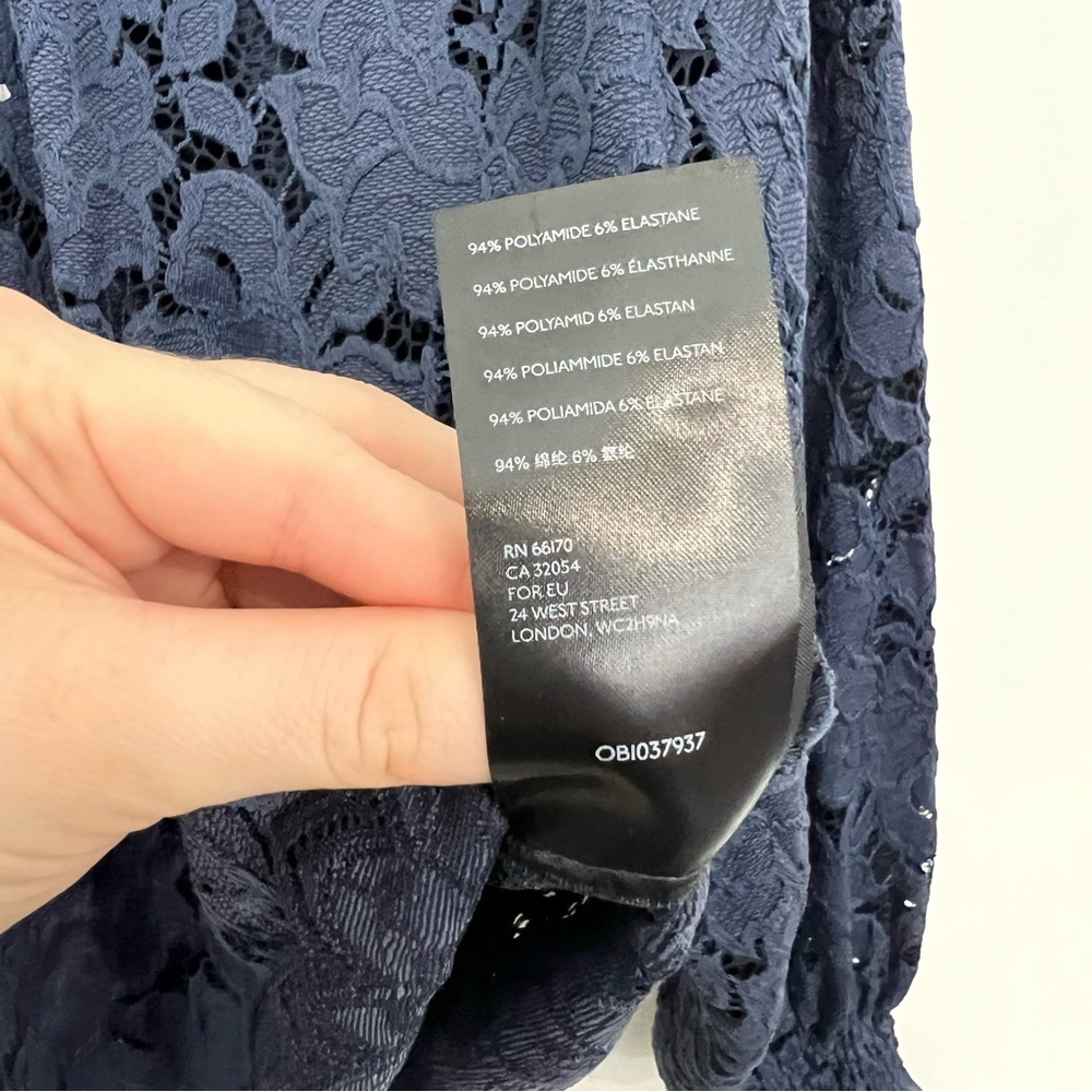 Free People Olivia Lace Top in Navy Size XS NWT Victorian Long Sleeve - Picture 10 of 10